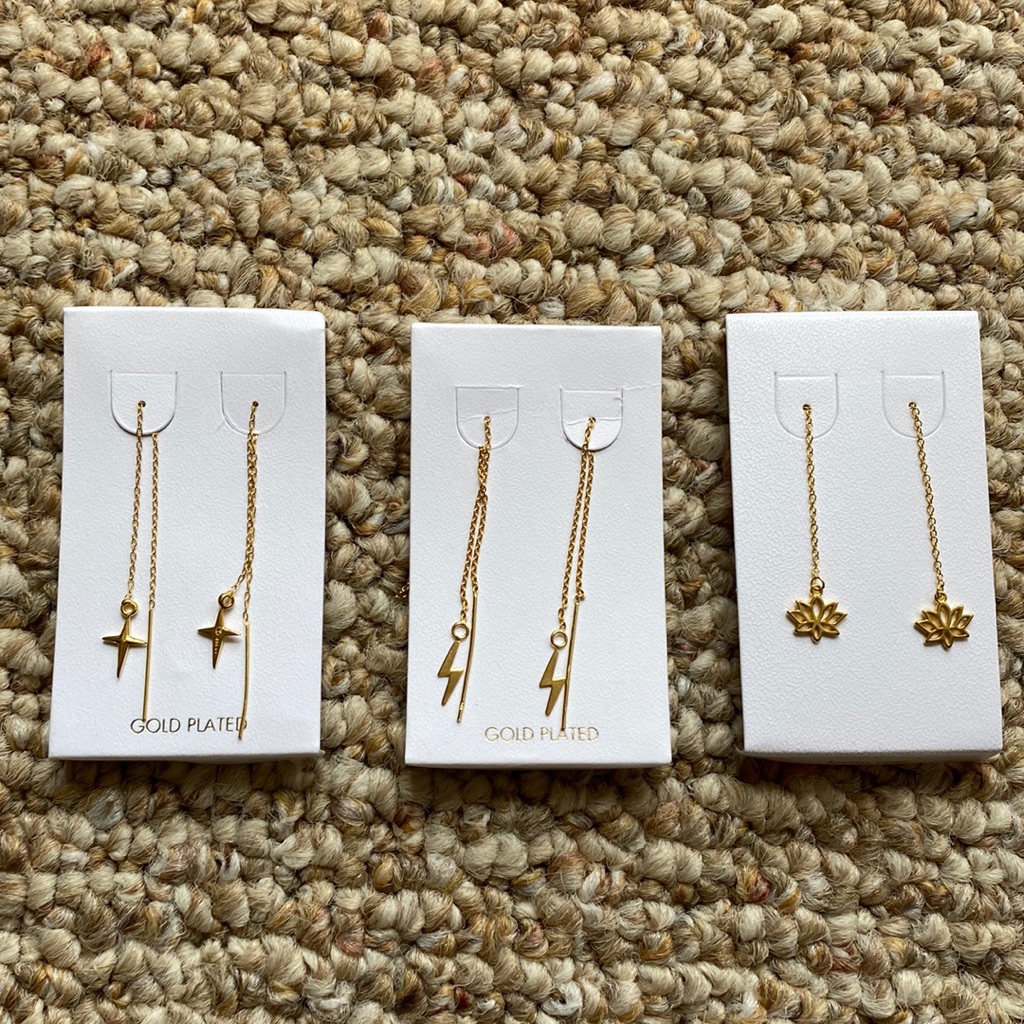3 Pair Ss&Gp Threader Earrings For $32